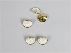 Пуговица металл "Ракушка с жемчужиной", цв.золото с белым, 22,5мм - фото 23515