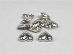 Пуговица металл "Сердце со стразами", цв.серебро, 23мм - фото 23526
