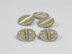 Пуговица металл "Стразы на серебре", цв.серебро, 25мм - фото 23553