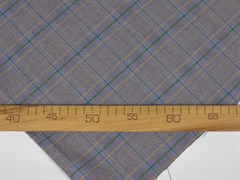 Костюмная ткань SMALL SQUARE, цв. серый+голубой - фото 23587