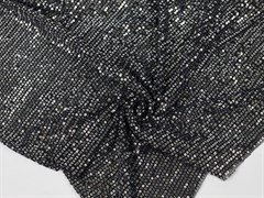 Пайетки на трикотажной основе, цв. серебро на черном фоне - фото 25145