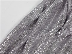 Пайетки на трикотажной основе, цв. серебро на сером фоне - фото 25161