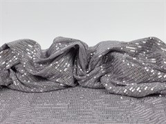 Пайетки на трикотажной основе, цв. серебро на сером фоне - фото 25162