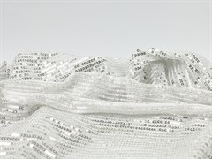 Пайетки на трикотажной основе, цв. серебро на белом фоне - фото 25168