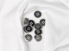 Пуговица металл, цв.серебро+черный, 18мм - фото 25194
