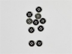 Пуговица металл, цв.серебро+черный, 15мм - фото 25201