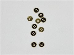 Пуговица металл, цв.золото+черный, 11,5мм - фото 25210