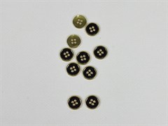 Пуговица металл, цв.золото+черный, 15мм - фото 25215