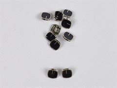 Пуговица металл, квадрат, цв.серебро+черный, 11мм - фото 25378