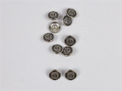 Пуговица металл декоративная, цв.серебро с черным, 15мм - фото 25386