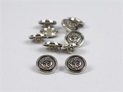 Пуговица металл декоративная, цв.серебро с черным, 15мм - фото 25387