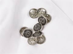 Пуговица металл декоративная, цв.серебро с черным, 15мм - фото 25390