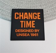 Нашивка силиконовая "CHANGE TIME" цв. черный с оранжевым