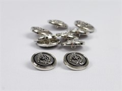 Пуговица металл декоративная, цв.серебро с черным, 25мм - фото 25519