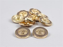 Пуговица металл декоративная-2, цв.золото с какао, 25мм - фото 25557