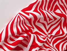 Штапель принт, "Зебра", цв. красный+белый - фото 25998