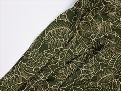 Штапель принт, "Листья", цв. темно-зеленый