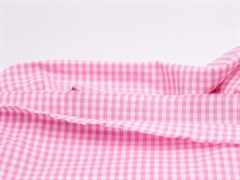 Хлопок рубашечный, принт "Клетка", цв. розовый+белый - фото 26448