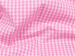 Хлопок рубашечный, принт "Клетка", цв. розовый+белый - фото 26451