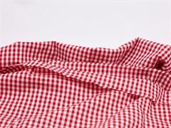 Хлопок рубашечный, принт "Клетка", цв. красный+белый - фото 26455