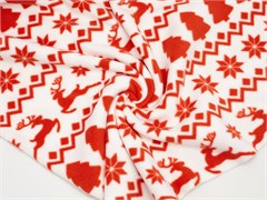 Флис антипилинг, принт "Зимний орнамент", цв. красный 10009441