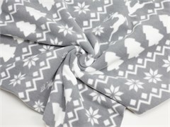 Флис антипилинг, принт "Зимний орнамент", цв. серый 10002256